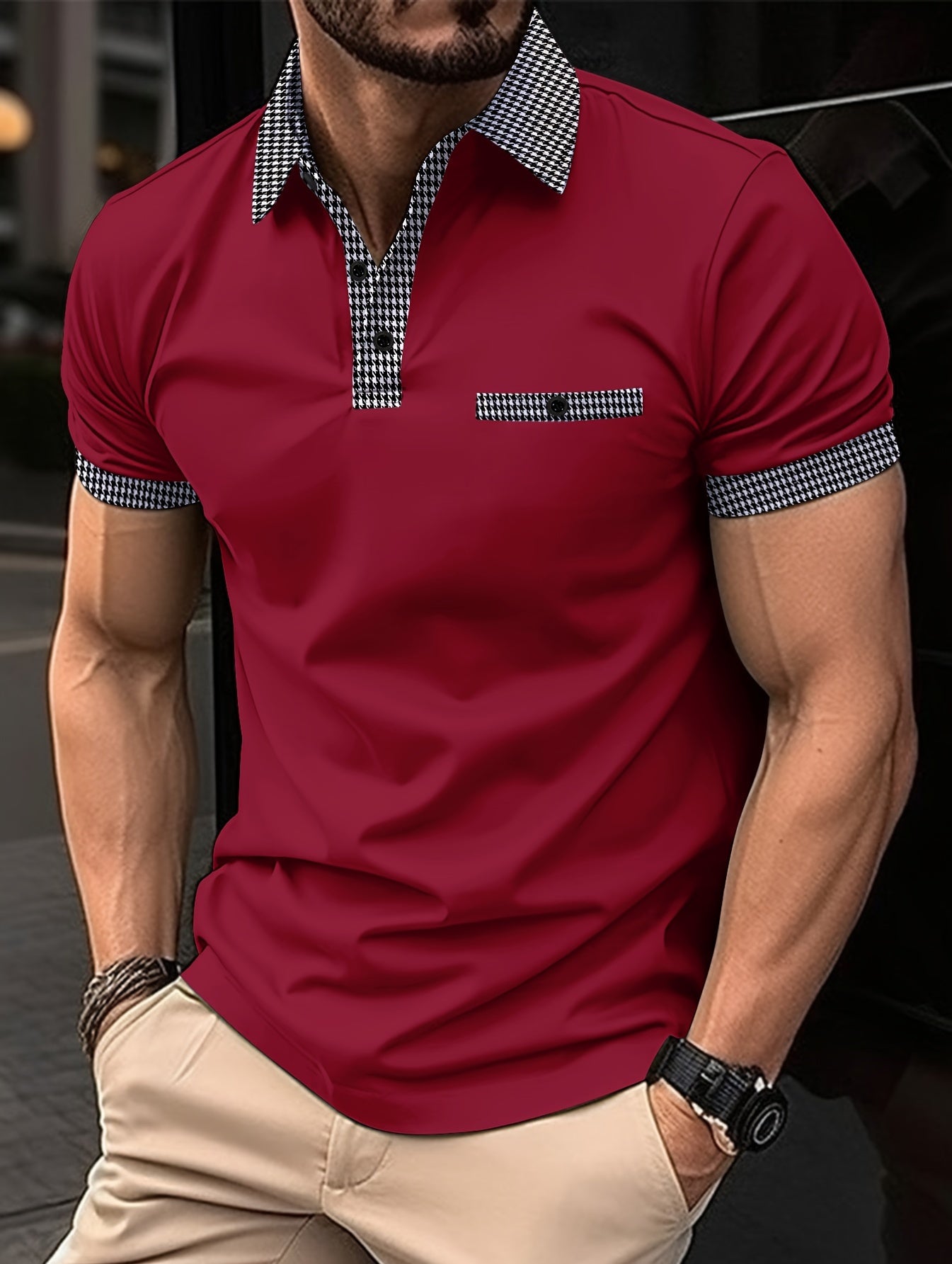 Men'S Slim Fit Short Sleeve Polo Shirt - Casual Summer Style with Button-Up Collar, Lightweight Fabric, and Chest Pocket, Solid Color, Perfect for Casual Attire, Summer Casual Wear | Buttonup Collar Shirt | Sleek Fit Shirt