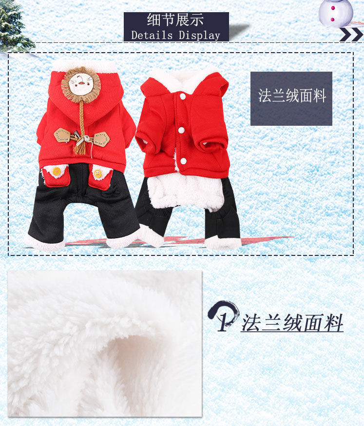 Warm Cartoon Pet Clothes for Dogs & Cats – Soft Cotton Jumpsuit