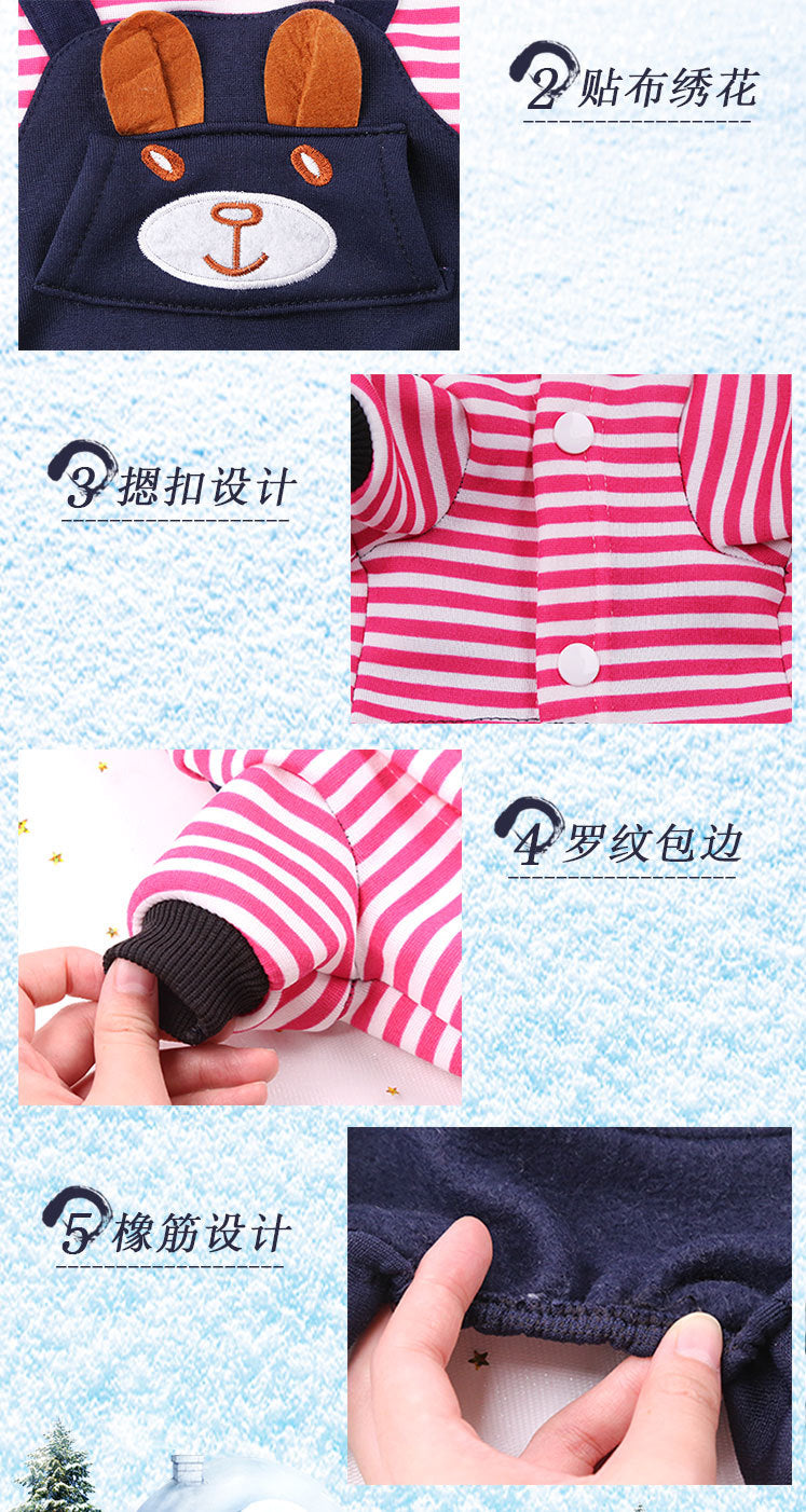 Warm Cartoon Pet Clothes for Dogs & Cats – Soft Cotton Jumpsuit