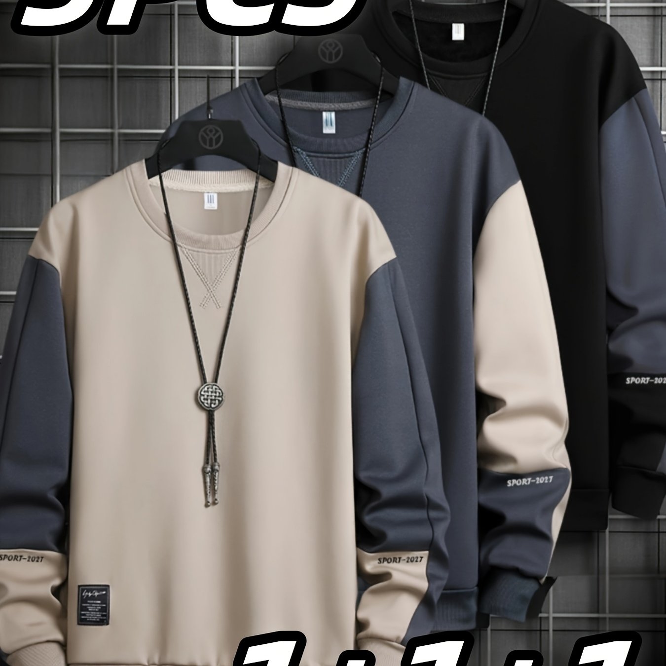 Lot de 3 Hoodies Homme – Manches Longues Décontractés