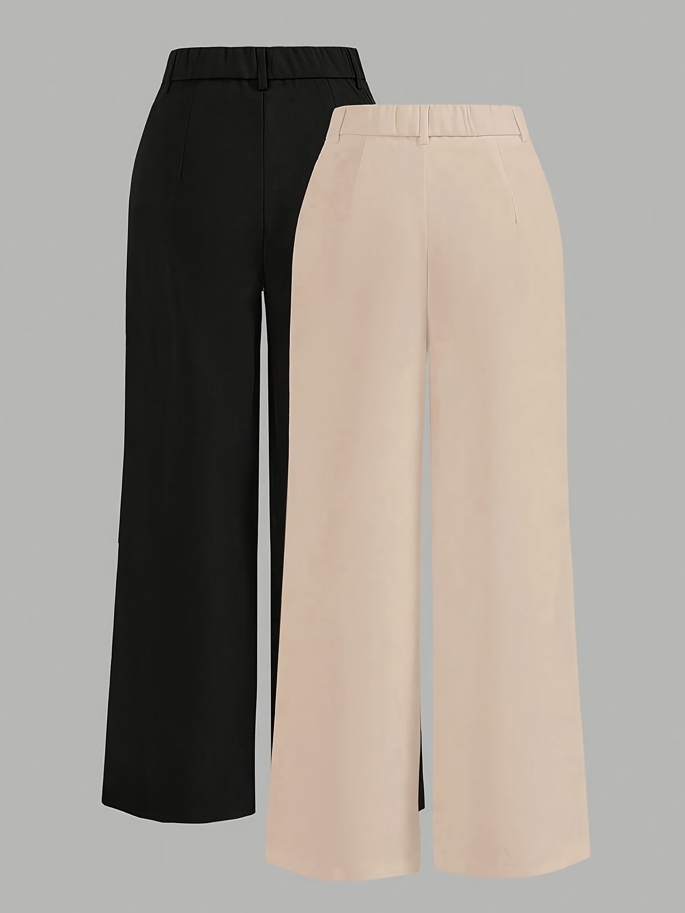 Lot de 2 Pantalons Femme Taille Haute – Jambe Évasée, Style Costume