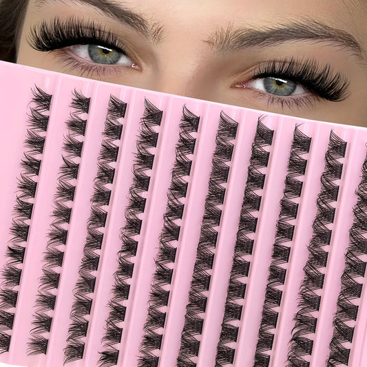 120 pcs Cils en Paquets — Longueurs 8-16 mm, Curl D, Fluffy, Extensions de Cils DIY, Look Naturel, Cils Individuels Wispy, Légers et Doux, Faciles à Appliquer, Parfaits pour Usage Quotidien et Occasions Spéciales, Débutants, Réutilisables