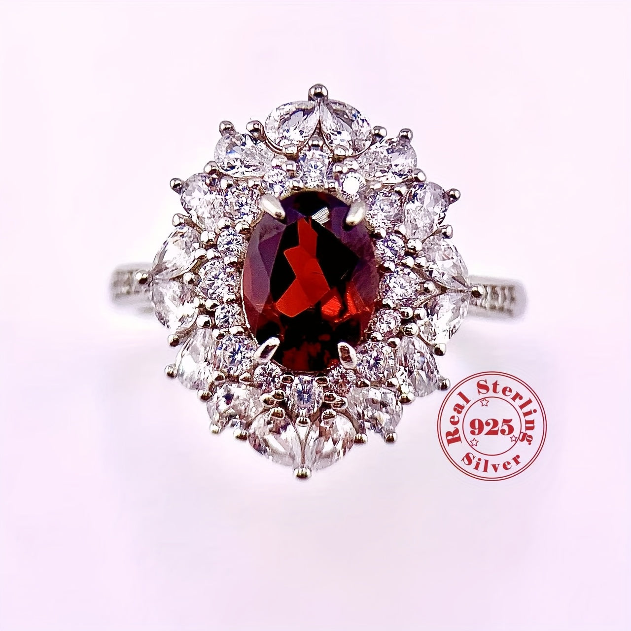 A Natural Garnet Ring with an Adjustable S925 Silver Band, Perfect for Engagement Or Anniversary Gifts.