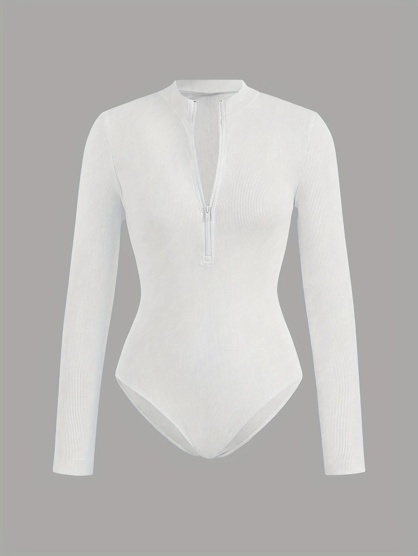 Ensemble 2 pièces – Bodysuits Slim Fit à Manches Longues, Col Montant zippé, Noir et Blanc