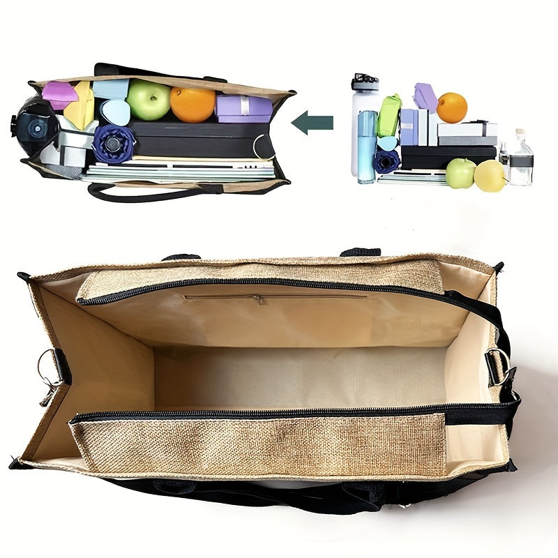 Set 2 Sacs Cabas – Motif Citation Inspirante « Whatever You Do, Do It All », 1 Corinthiens 10:31, Sac de Voyage ou Plage Portable avec Pochette Cosmétique, Tissu Durable, Fermeture Éclair, Lavage à la Main uniquement