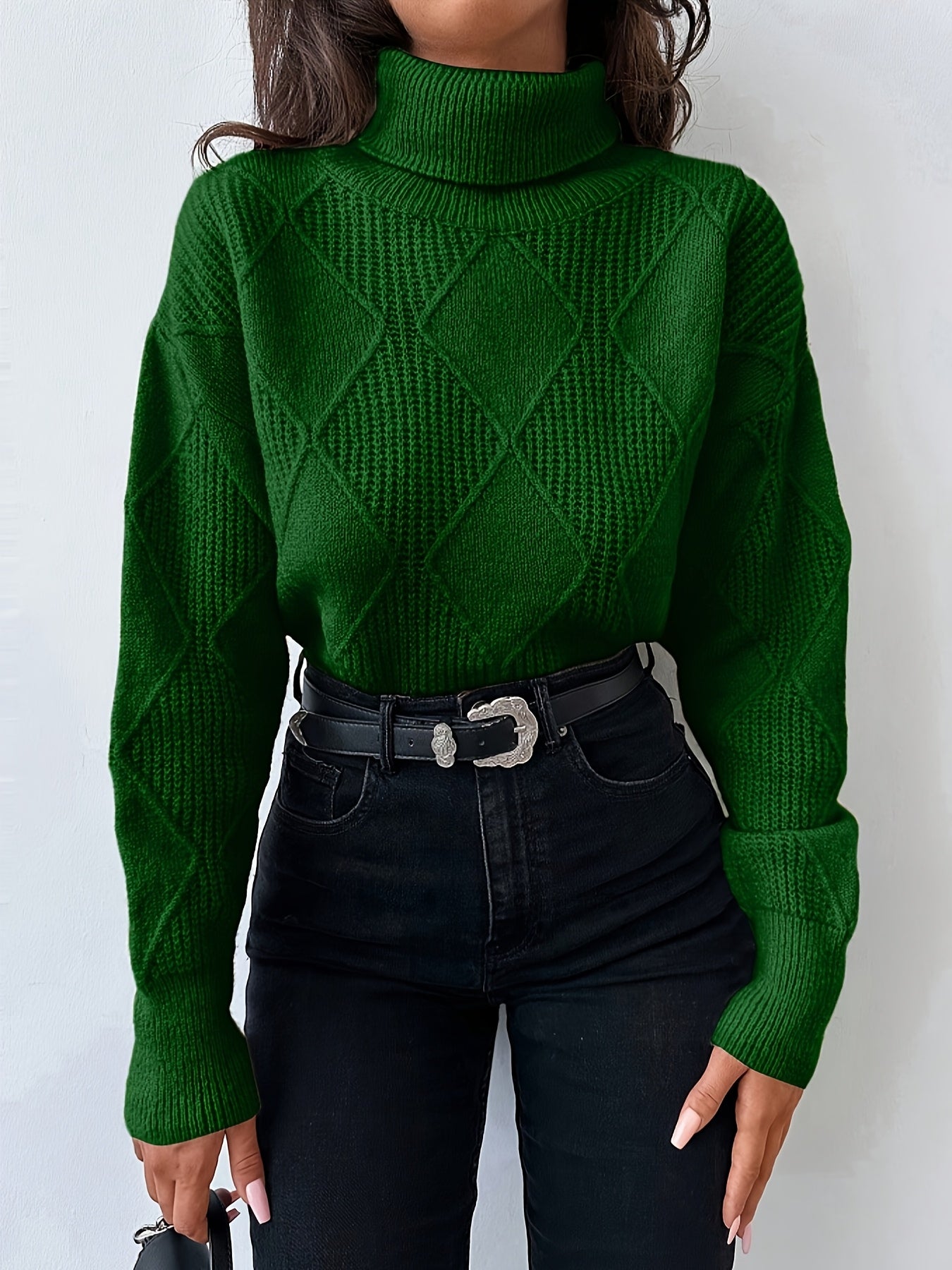 Pull casual col montant manches tombantes