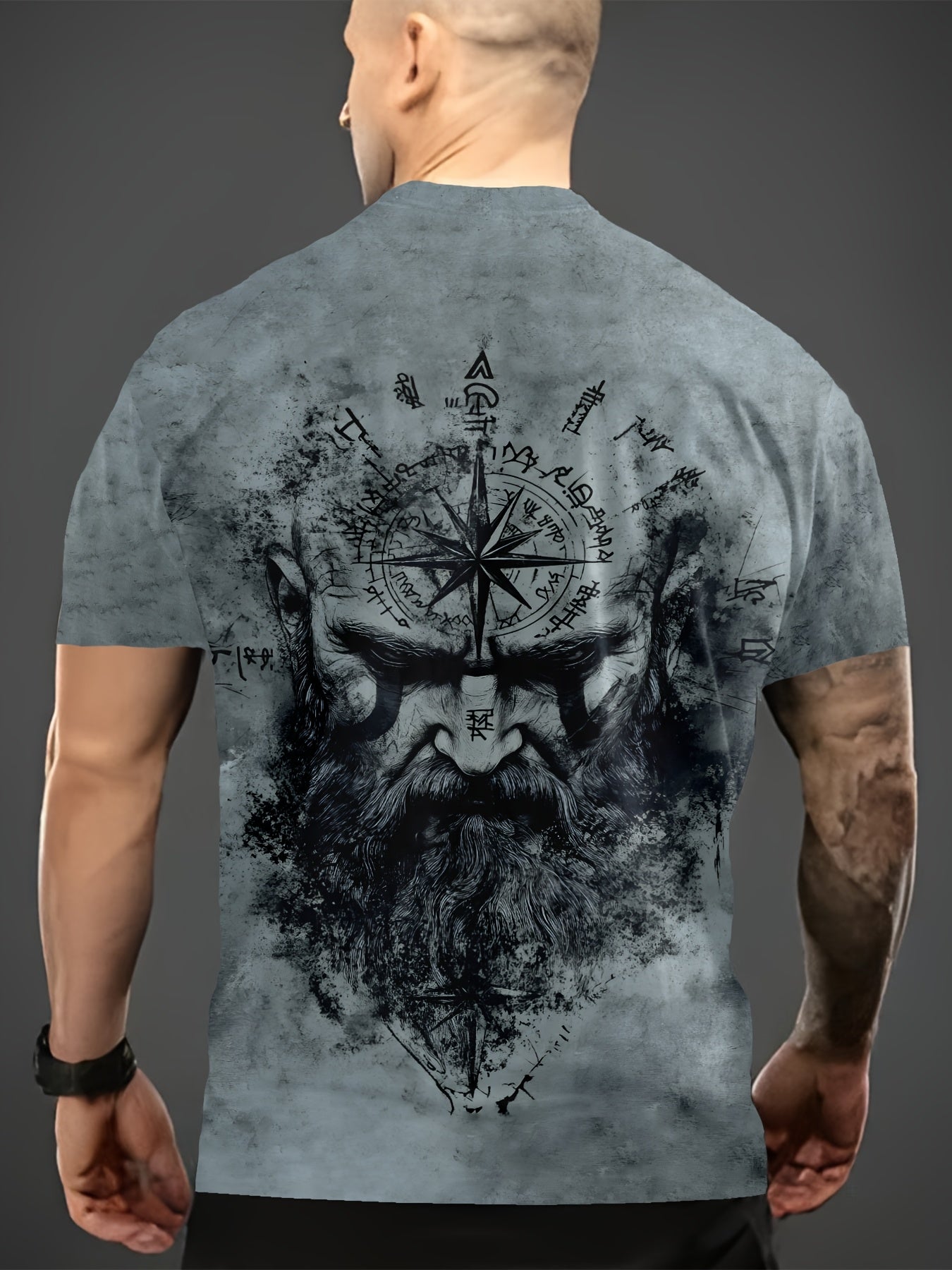 Men's Summer Short Sleeve T-Shirt with Digital Print for Man & Pattern - Breathable Casual & Outdoor Wear, Wrinkle-Resistant Round Neck Tee for, Gym, Travel - / Sizing (Regular Fit) - Easy-Care Machine Washable