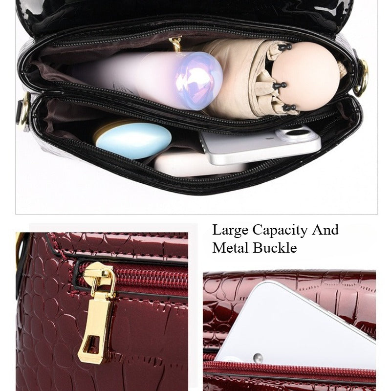 Sac à Bandoulière Femme – Cuir Imprimé Crocodile, Sangle Amovible, Design Élégant, Multi-Compartiments Zippés pour Téléphone et Cartes, Porte-Monnaie Compact, Idéal Bureau, Déplacements et Activités Extérieures