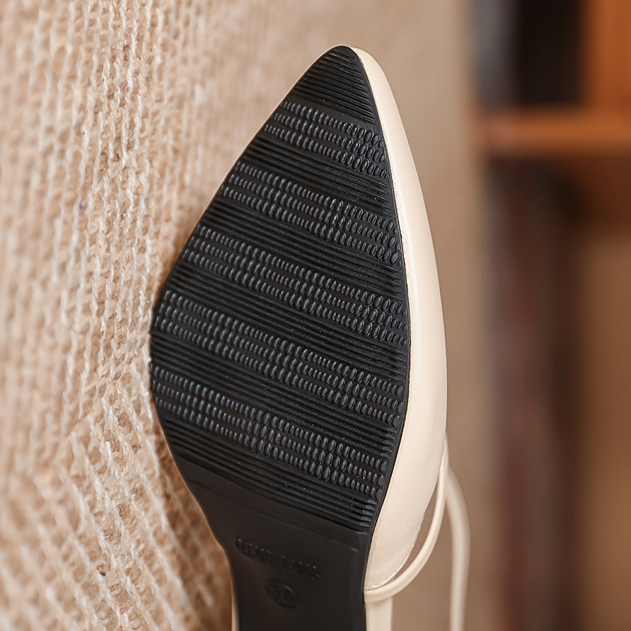 Sandales à Talons Hauts pour Femme – Talon Épais, Bout Pointu, Bride Carrée Ajourée avec Boucle