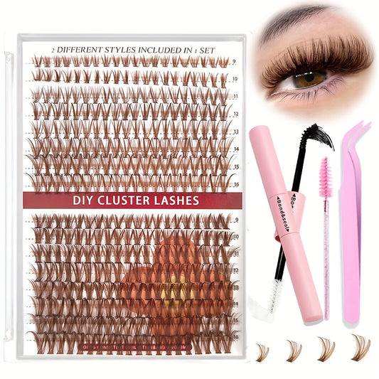 Pince à Cils avec Accessoires — Inclus Colles et Scellants, Brosse à Mascara, Faux Cils Résistants à l’Eau, Curl Intense, Réutilisables, Cils Individuels Épais et Fluffy, Idéal pour Soirées, Scènes et Festivals, Mélange de Couleurs Marron et Variées