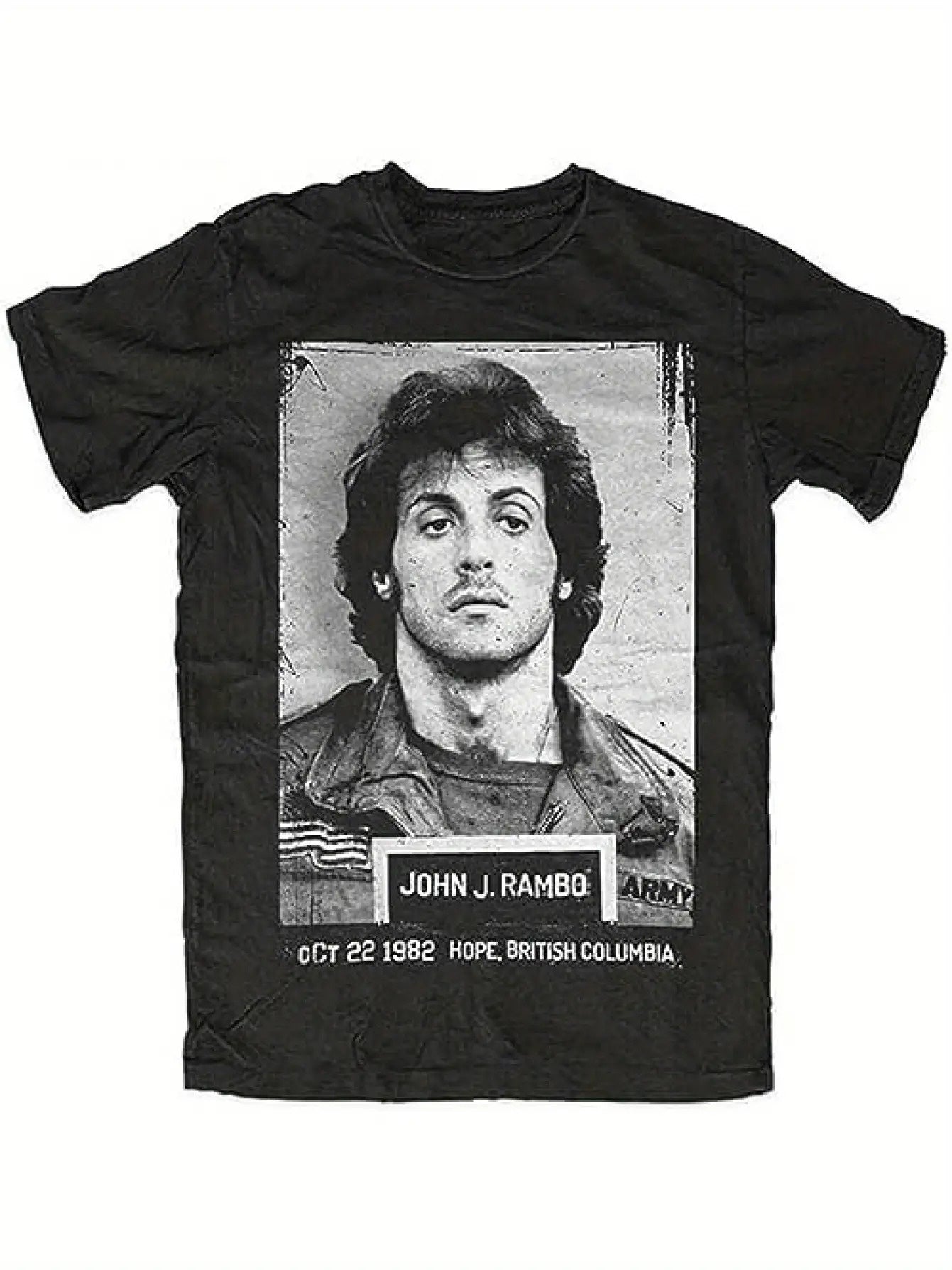 Men's John Rambo-Inspired T-Shirt - Iconic Movie Graphic with Rambo Signature & 'Hope ' Print - Casual Short Sleeve Summer Tee for Fans, Iconic Action Film Outfit