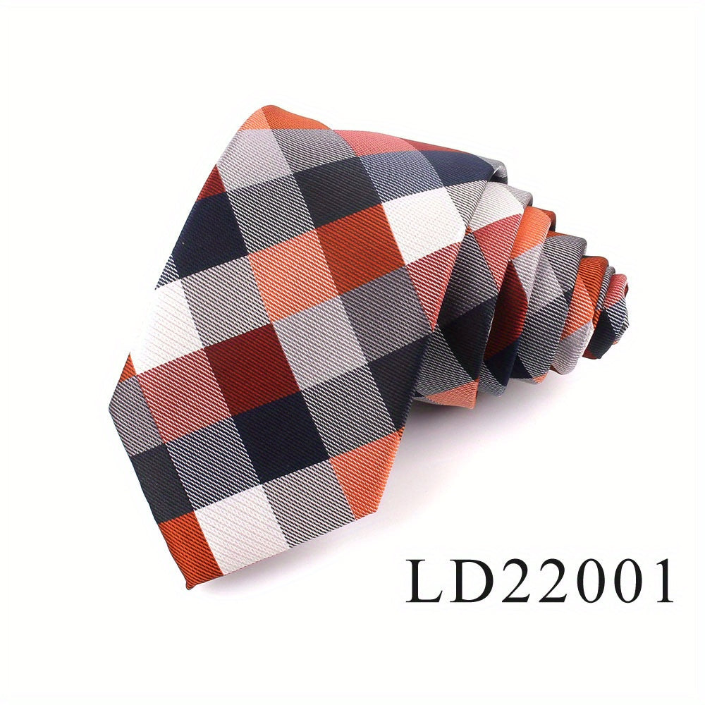 Cravate Homme – Motif Carreaux Classique, Polyester Résistant, Couleurs Vives