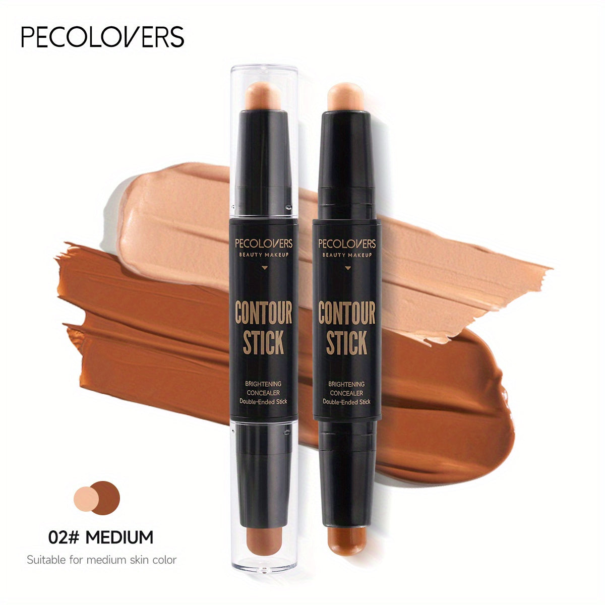 Stylo maquillage double embout – Highlight, contour, fond de teint et correcteur, waterproof