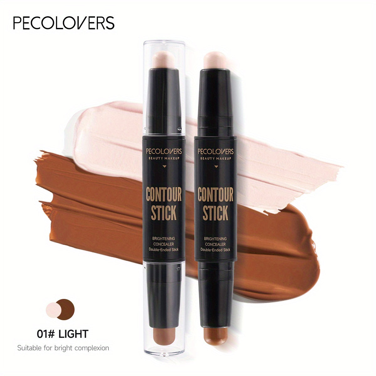 Stylo maquillage double embout – Highlight, contour, fond de teint et correcteur, waterproof