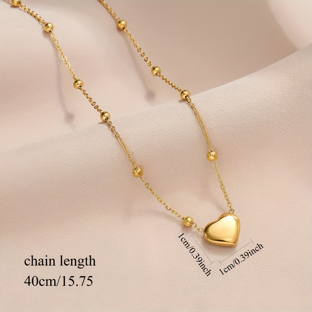 Collier pendentif cœur pour femme en acier inoxydable hypoallergénique, plaqué or 18K, design simple, mignon et élégant, parfait pour un usage quotidien ou comme cadeau, bijou de haute qualité pour femme