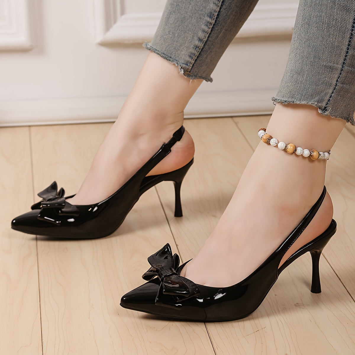 Chaussures Élégantes pour Femme 2025 – Talons Hauts Synthétiques avec Nœud, Bout Rond ou Pointu, Talon Aiguille, Semelle en Caoutchouc, Tige et Doublure Synthétiques – Polyvalentes Toutes Saisons pour Mariage, Bureau, Loisirs et Soirées