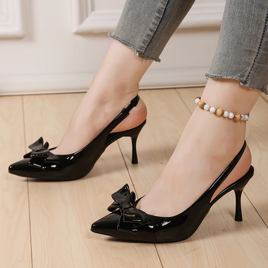 Chaussures Élégantes pour Femme 2025 – Talons Hauts Synthétiques avec Nœud, Bout Rond ou Pointu, Talon Aiguille, Semelle en Caoutchouc, Tige et Doublure Synthétiques – Polyvalentes Toutes Saisons pour Mariage, Bureau, Loisirs et Soirées