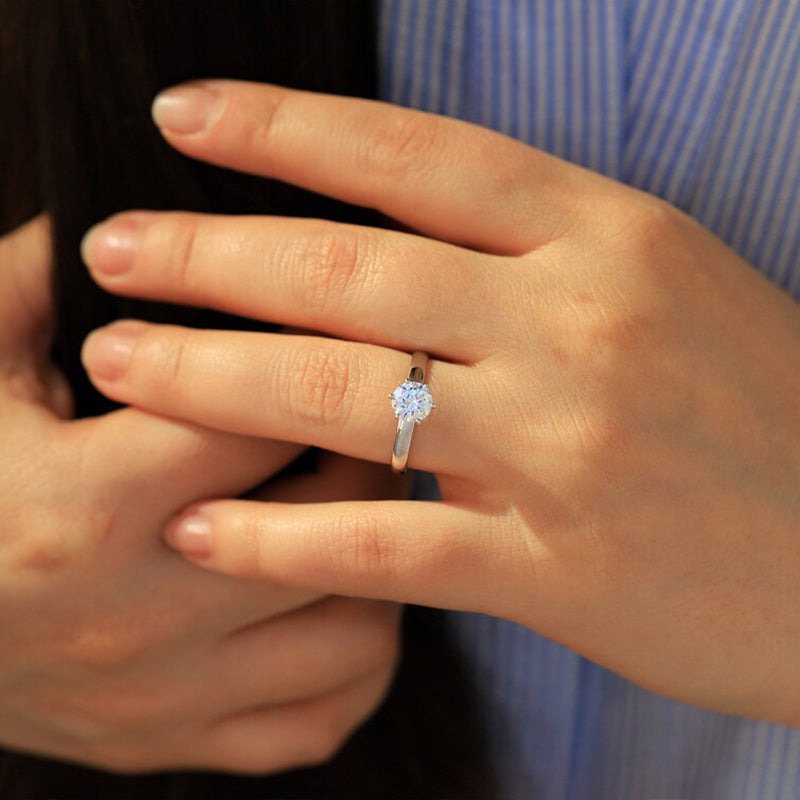 Simple Engagement Ring For Women, Golden Ring Finger Jewelry Gift Stainless Steel Ornament