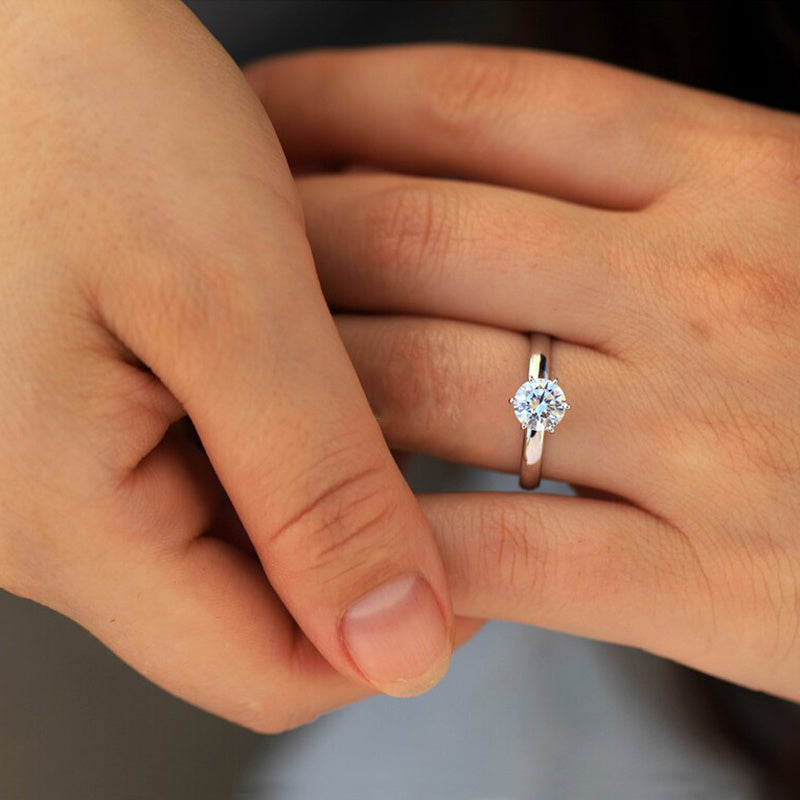 Simple Engagement Ring For Women, Golden Ring Finger Jewelry Gift Stainless Steel Ornament