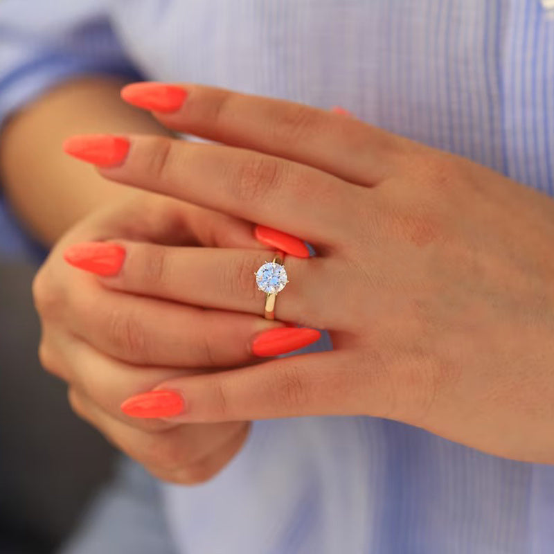 Simple Engagement Ring For Women, Golden Ring Finger Jewelry Gift Stainless Steel Ornament