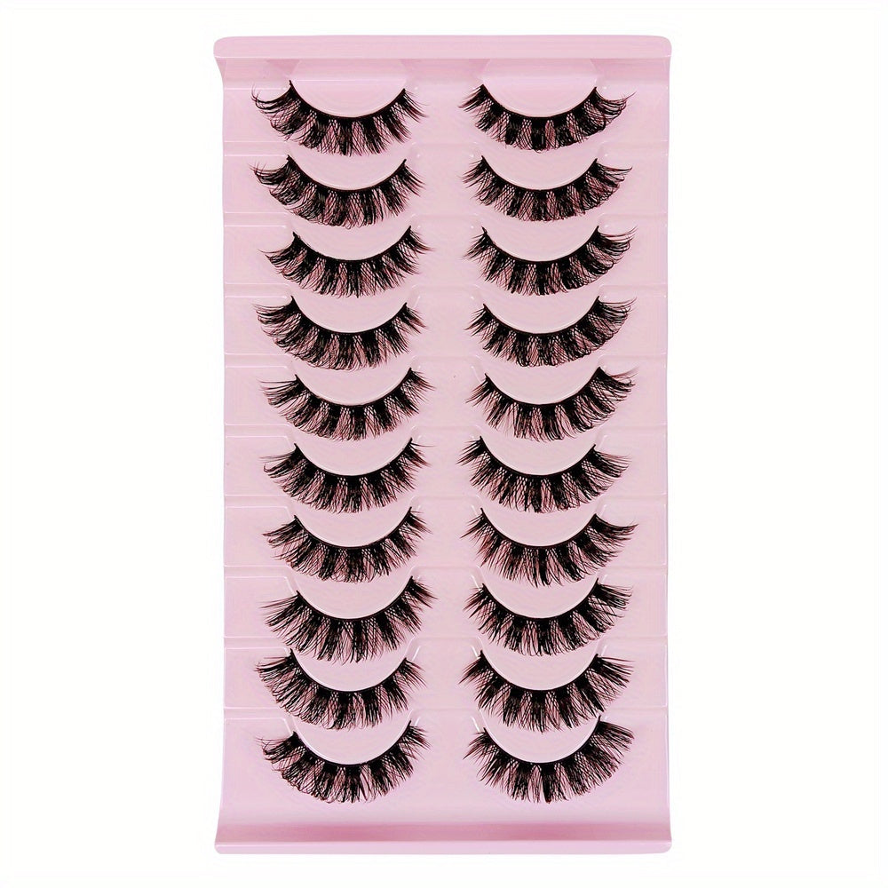 10 Paires de Cils Postiches DD Curl – Volume Fluffy Russe, Effet Dramatic et Désordonné, Faux Cils en Minky pour Maquillage