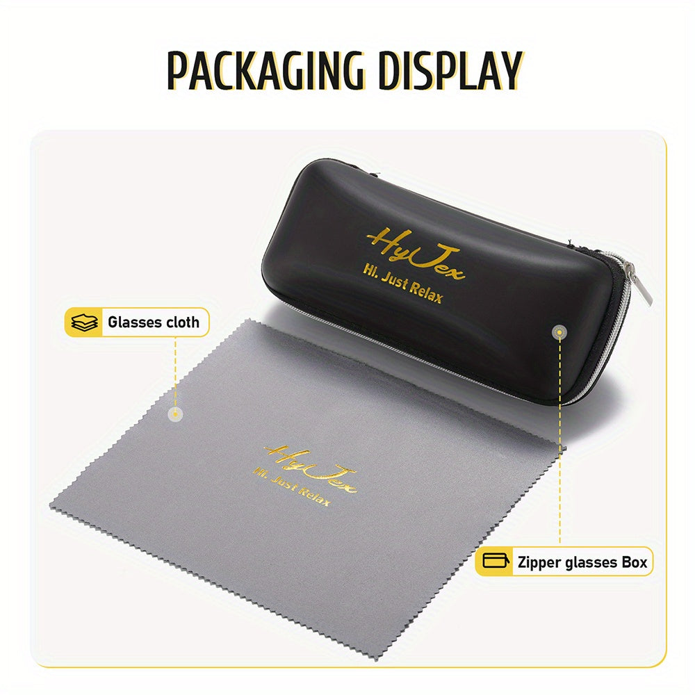 HyJex Unisex Semi-Rimless Fashion Eyebrow Style Business Glasses for Tech Men, Large Frame Cool Plain Lens Glasses