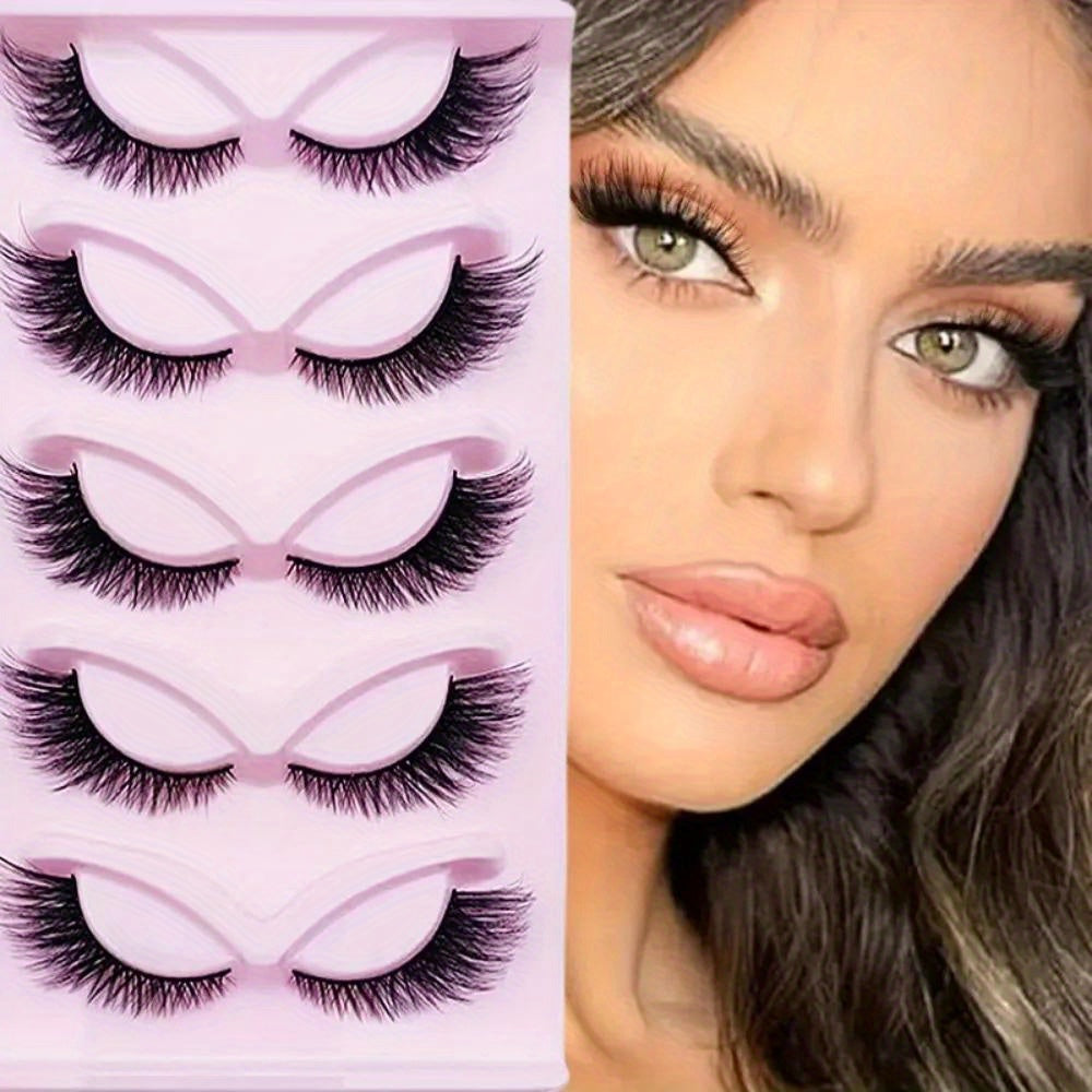 5 Paires de Cils Cat Eye – Cils Postiches Wispy et Fluffy, Extensions Faux Cils Style Cat Eye