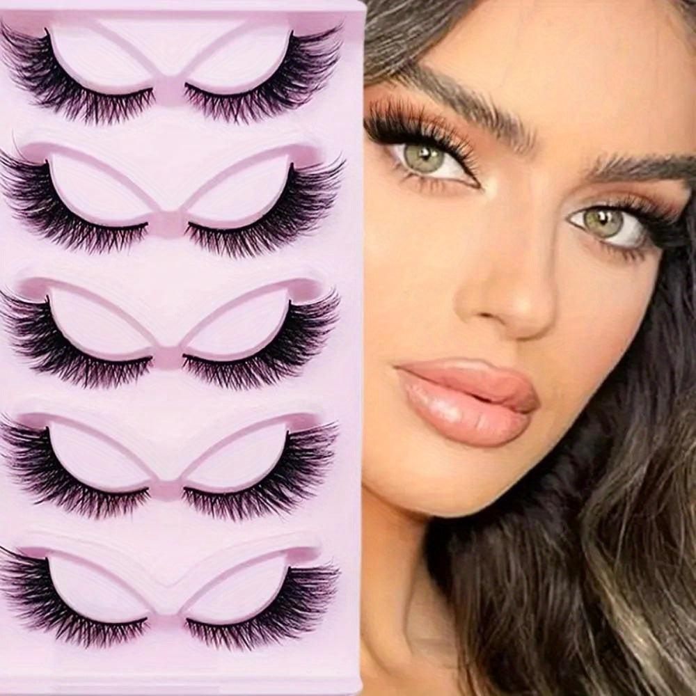 5 Paires de Cils Cat Eye – Cils Postiches Wispy et Fluffy, Extensions Faux Cils Style Cat Eye