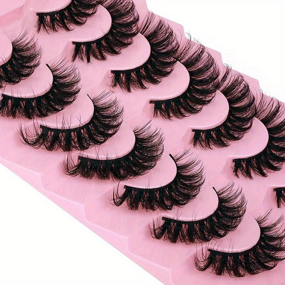 Lot de 7/14 paires de faux cils fins pour un effet naturel, avec des styles œil de chat et des modèles duveteux en faux vison.