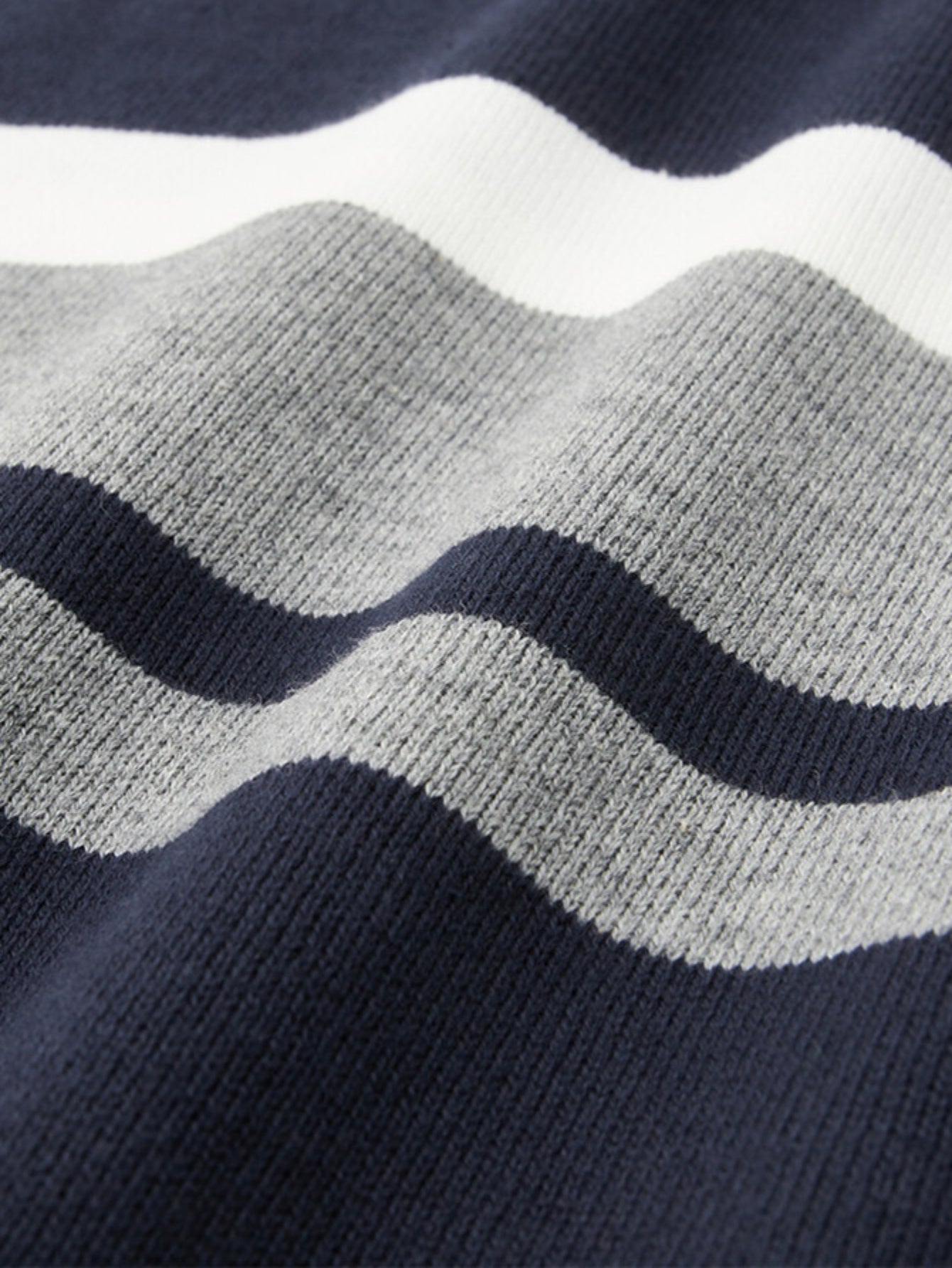 Men's Slim Fit Striped Knit Sweater - Navy Blue & Gray Horizontal Stripes, Medium Stretch Round Neck Pullover for Autumn Winter Casual Wear, Machine Washable