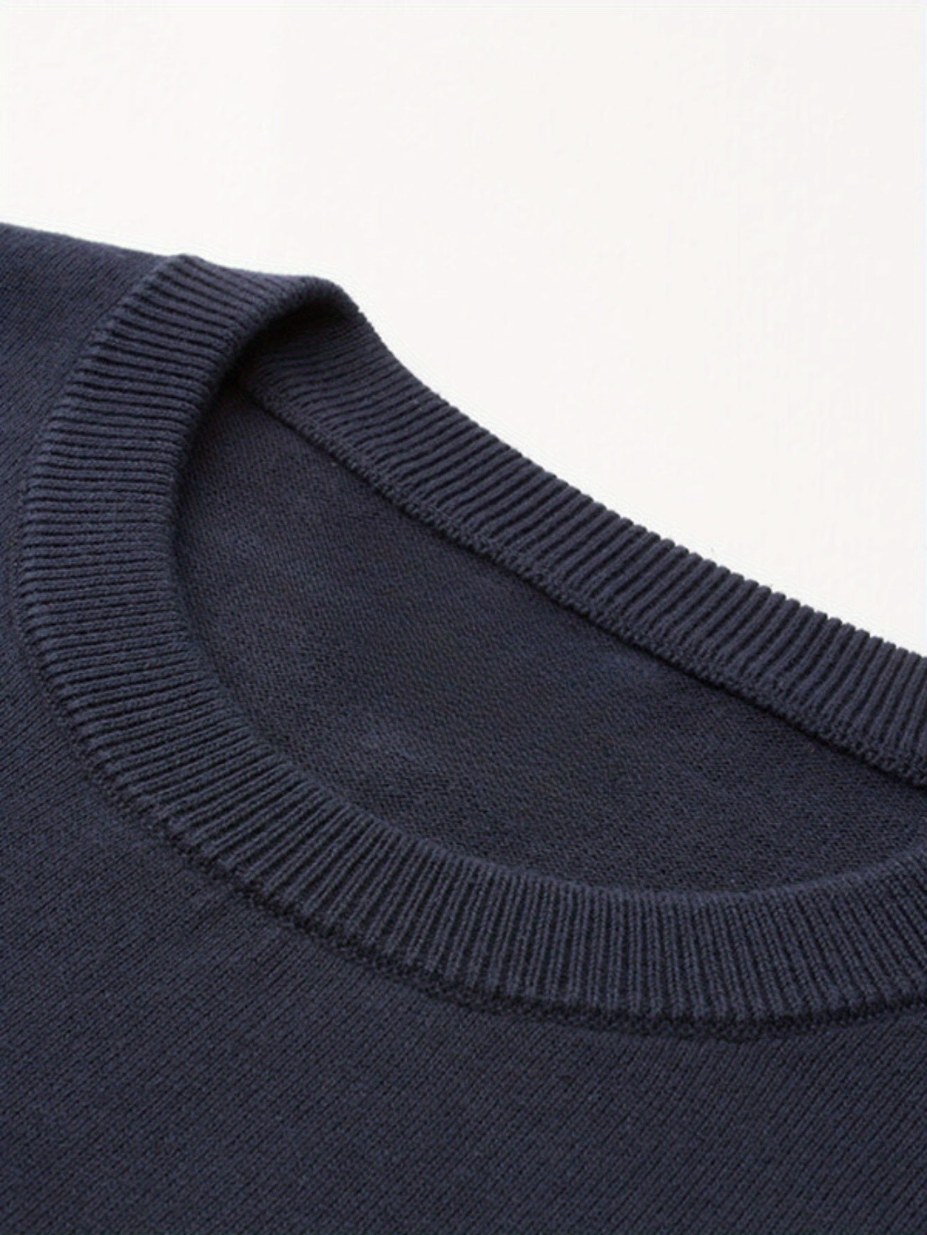 Men's Slim Fit Striped Knit Sweater - Navy Blue & Gray Horizontal Stripes, Medium Stretch Round Neck Pullover for Autumn Winter Casual Wear, Machine Washable