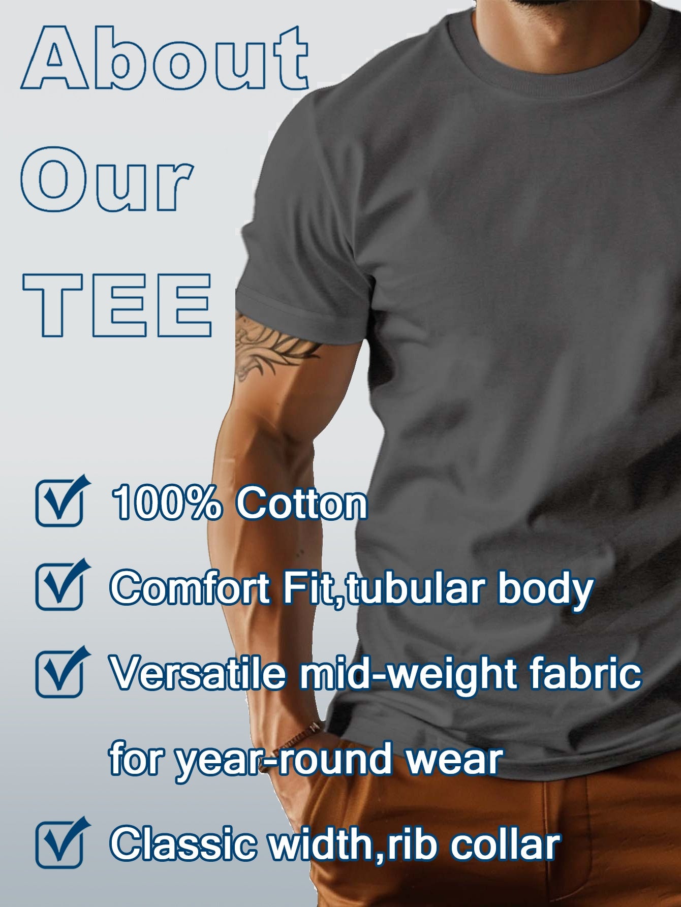 Men'S Vintage 1967 Graphic T-Shirt - Heavyweight 210gsm Crew Neck Tee with Bold "Vintage 49.96meter Print, Casual Short Sleeve, Brown, Perfect for Casual Attire, Vintage T Shirts