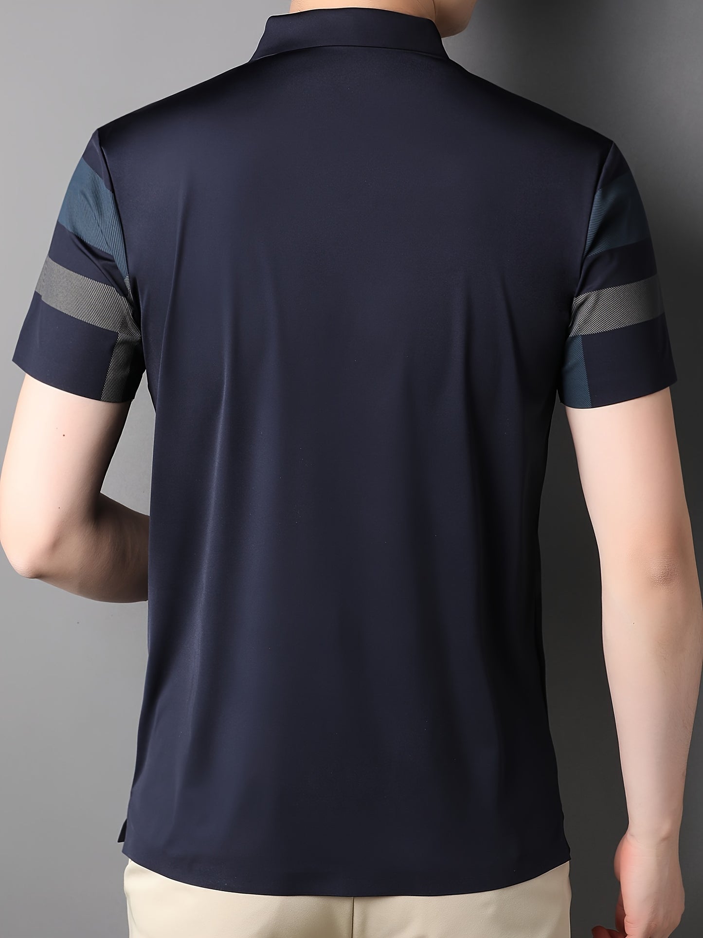 Summer New Men's Short Sleeve T-Shirt with Plaid Collar