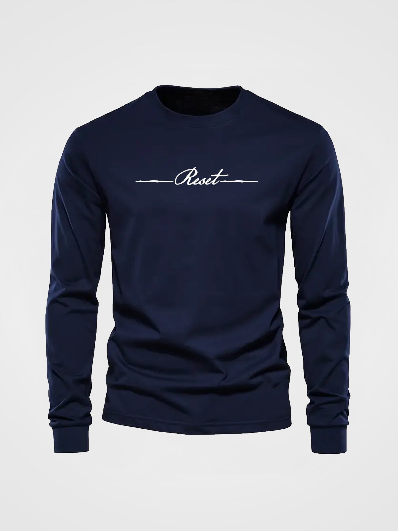 RESET Letter Print Tee Shirt, Tees for Men, Casual Long Sleeve T-shirt for Autumn and winter