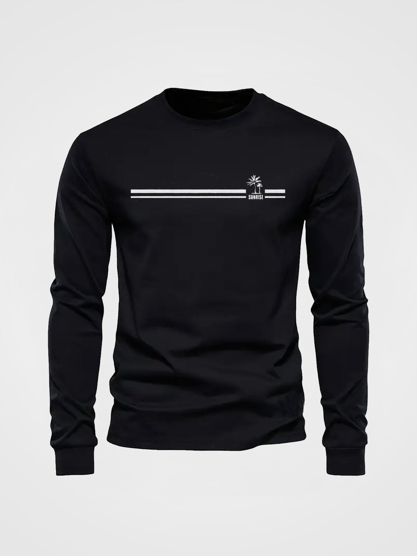 Men' Coconut Tree Cartoon Print T-Shirt - Casual Long Sleeve Winter Warmth, -Fit Solid Color with Palm Tree & Coconut, Machine Washable Round Neck Shirt for Autumn/Winter Layering ( Casual Wear)