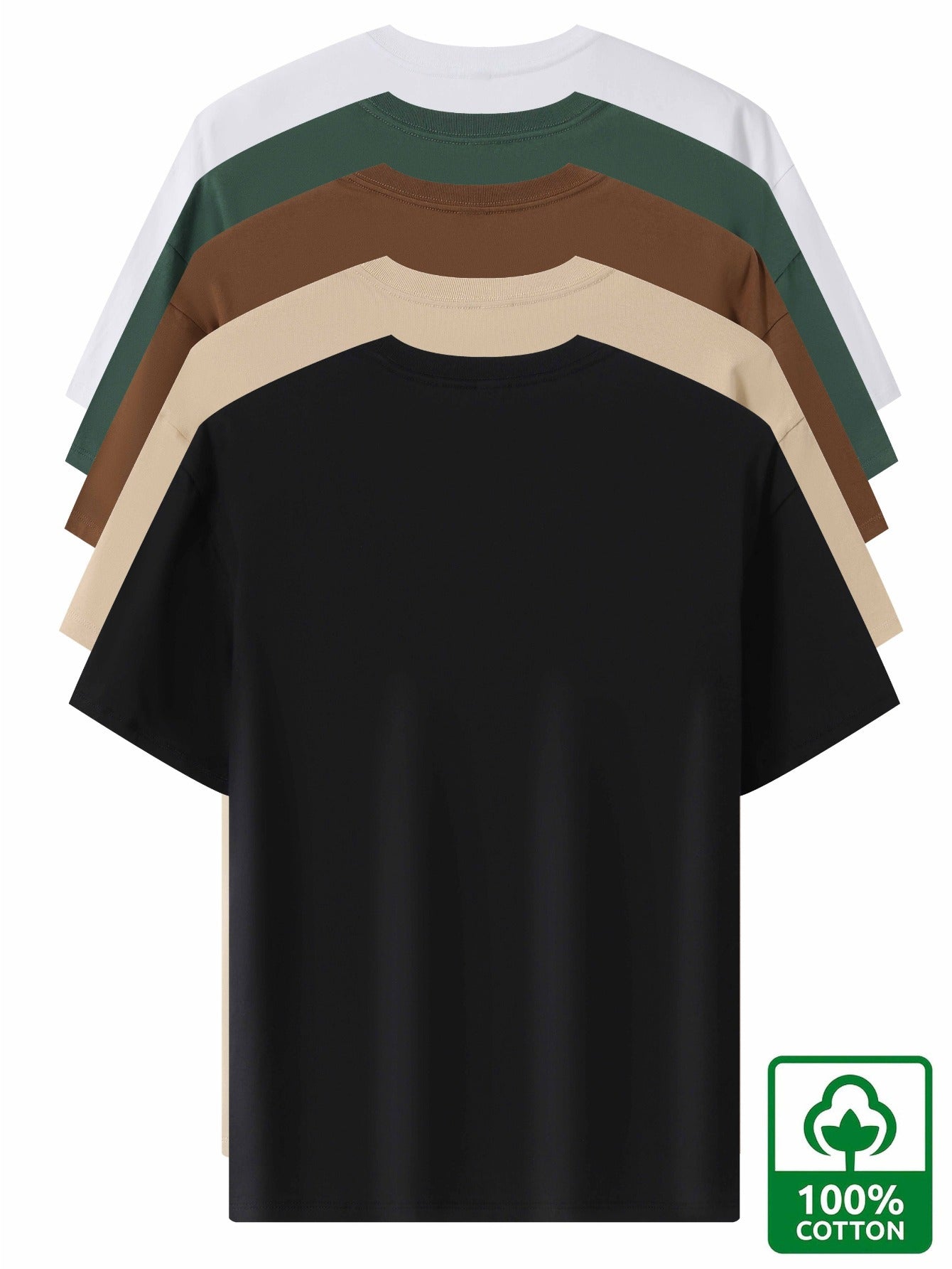 5pcs Pack Men's Heavyweight 100% Cotton T-Shirts - Casual Round Neck Short Sleeve Tees Suitable for Casual Attire, Gym, Office & Social Events - Pack Discount, Machine Washable Basic Wardrobe Staple (No Price Display Limitati