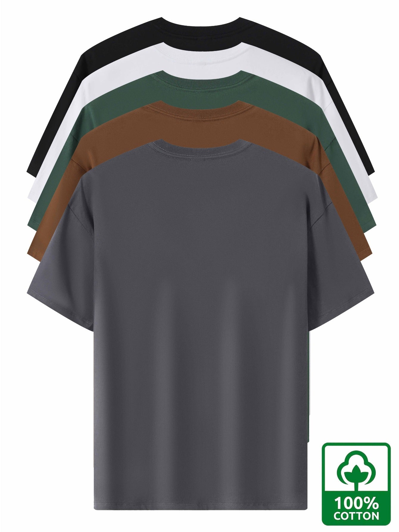 5pcs Pack Men's Heavyweight 100% Cotton T-Shirts - Casual Round Neck Short Sleeve Tees Suitable for Casual Attire, Gym, Office & Social Events - Pack Discount, Machine Washable Basic Wardrobe Staple (No Price Display Limitati