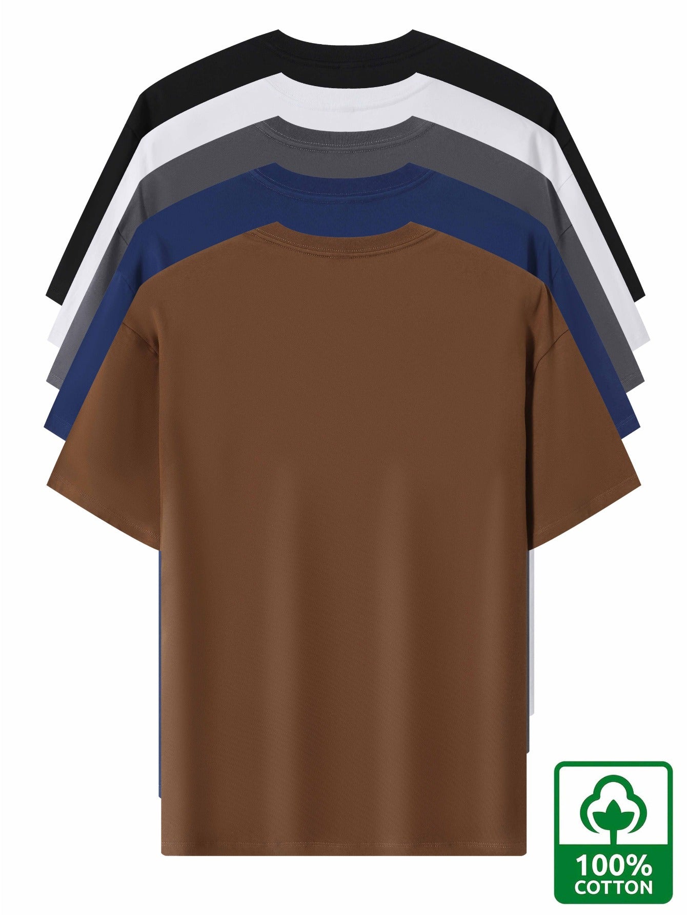 5pcs Pack Men's Heavyweight 100% Cotton T-Shirts - Casual Round Neck Short Sleeve Tees Suitable for Casual Attire, Gym, Office & Social Events - Pack Discount, Machine Washable Basic Wardrobe Staple (No Price Display Limitati