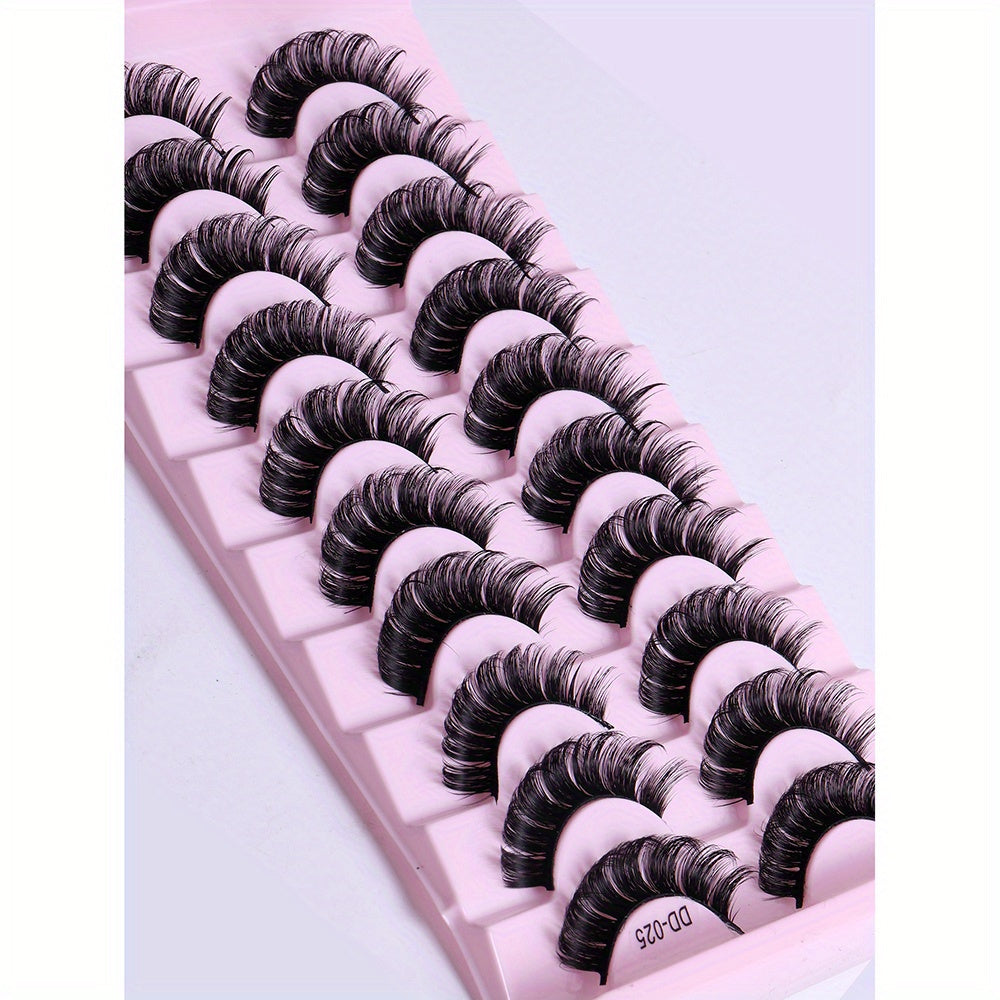 10 Paires de Cils – Volume Russe Épais, Effet 3D Fluffy, Réutilisables, Longueurs Mixtes, Débutant-Friendly, Style DD Curl, Multi-Pack