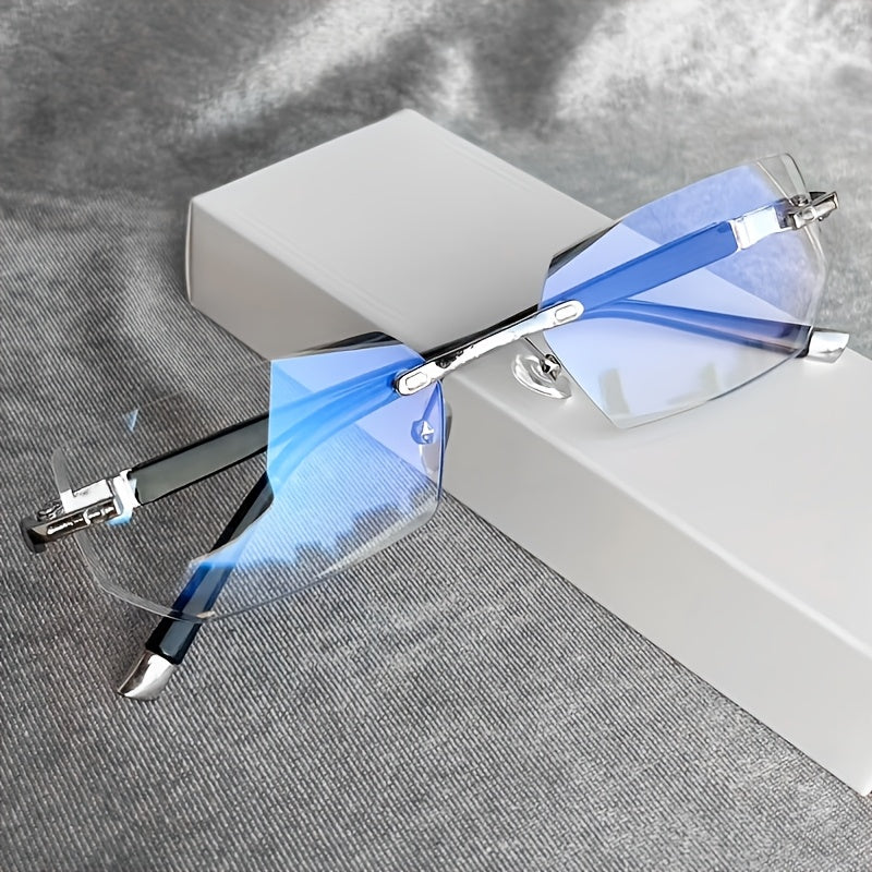 1pc Blue Clear Lens Frameless Glasses for Women & Men - Reduce Eye Fatigue & Glare from Computer, TV, Phone & Gaming, Decorative Glasses, Y2K, Cheapes, Stylish Eyewear, Y2K Design, Suitable for Gaming Rooms And Offices. Eyegl