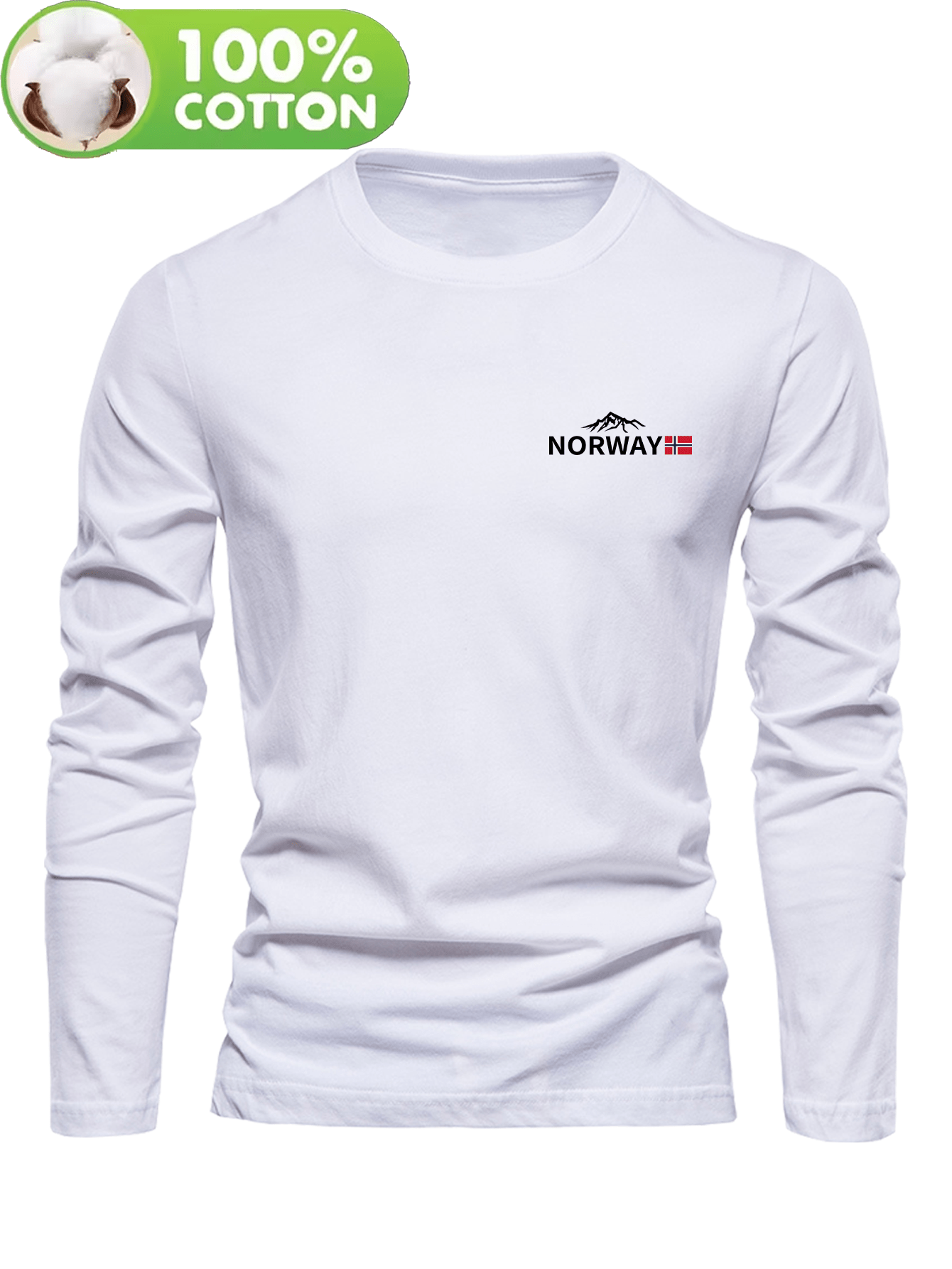 Men's 100% Cotton Long Sleeve T-Shirt with Letter 'A' Patch Design - Soft Round Neck Casual Top for Spring/Autumn Layering | Regular Fit Blouse for Casual Attire (Hand Washable, 100% Breathable Fabric)