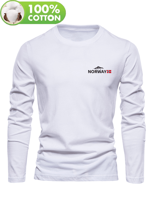 Men's 100% Cotton Long Sleeve T-Shirt with Letter 'A' Patch Design - Soft Round Neck Casual Top for Spring/Autumn Layering | Regular Fit Blouse for Casual Attire (Hand Washable, 100% Breathable Fabric)