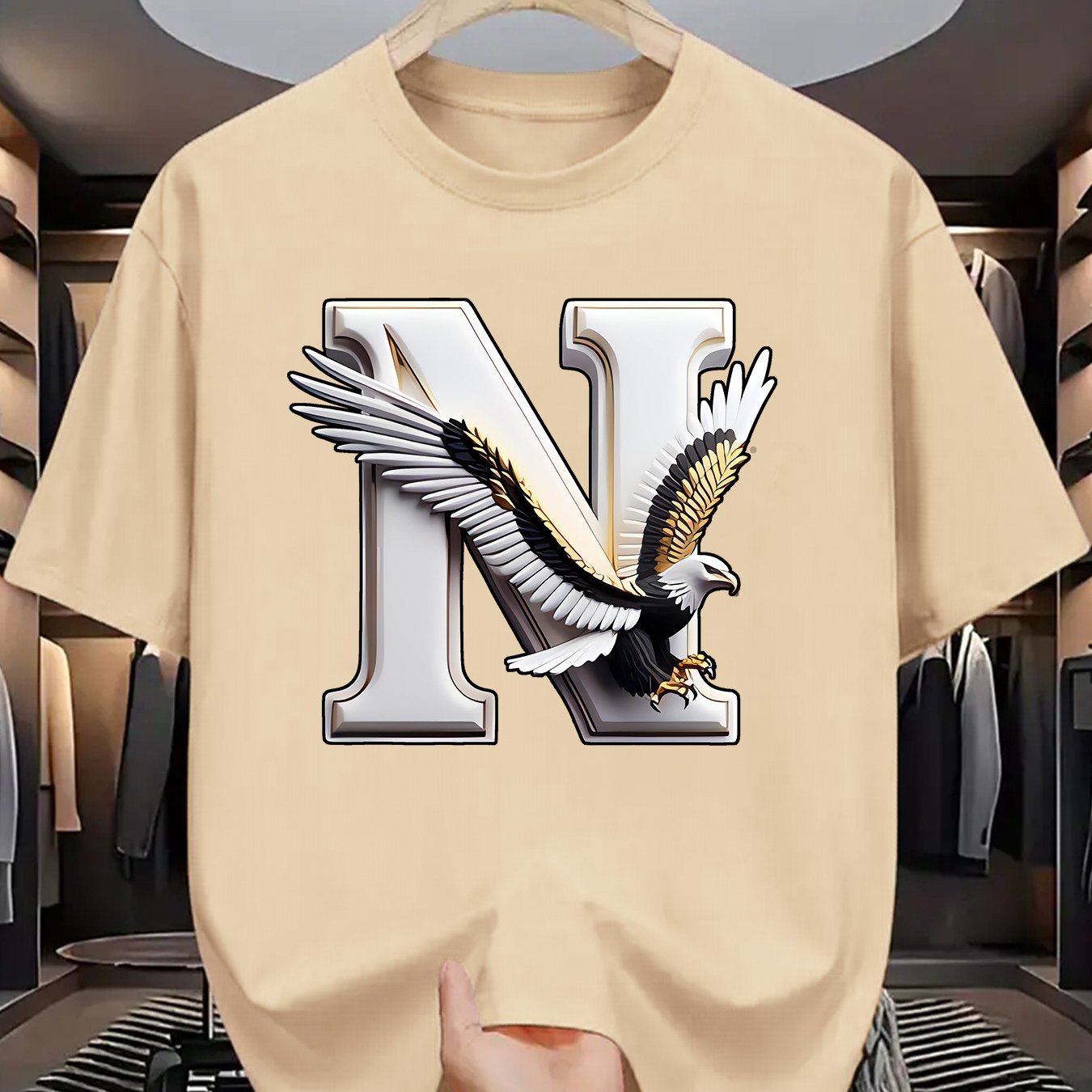 Summer Men'S Fashion Short-Sleeve T-Shirt with Letter Pattern Print