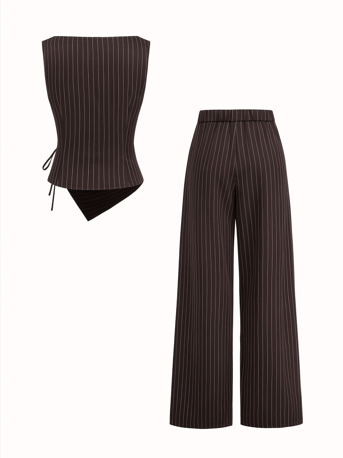 Ensemble deux pièces rayé pour femme, style décontracté chic
