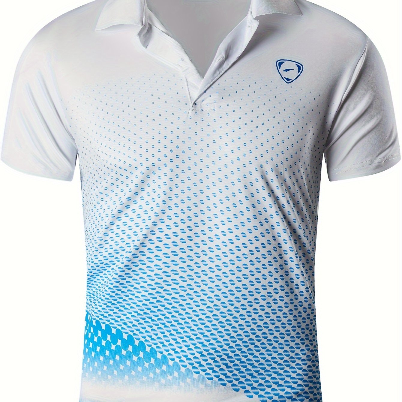 Men's Lightweight Breathable Sport Shirt - Vibrant Orange All-Over Dot Print, Stretch Polyester Short Sleeve with Collar & Button Placket for Tennis Golf Bowling, Regular Fit All-Season Casual Athletic Wear, Tennis A