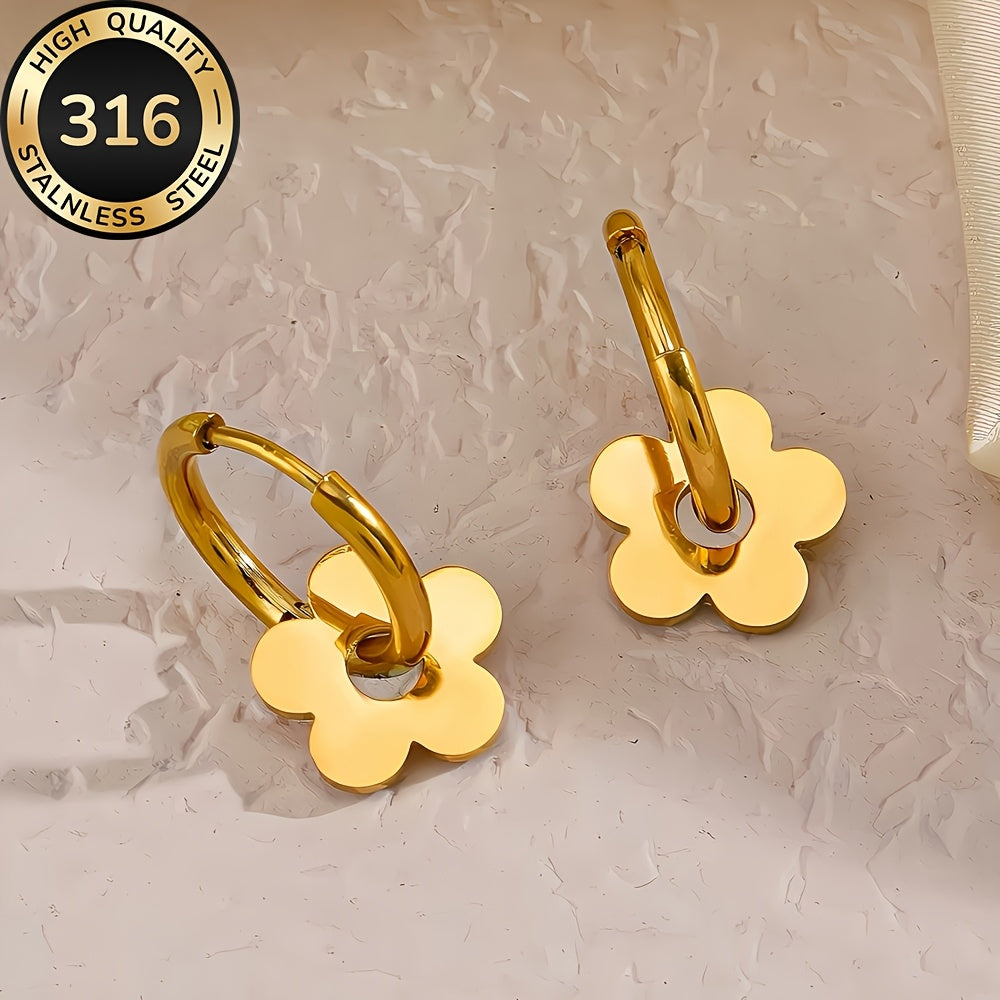 Boucles d’oreilles pendantes pour femme, acier inoxydable plaqué or 18K, hypoallergéniques et anti-décoloration, style coréen minimaliste élégant