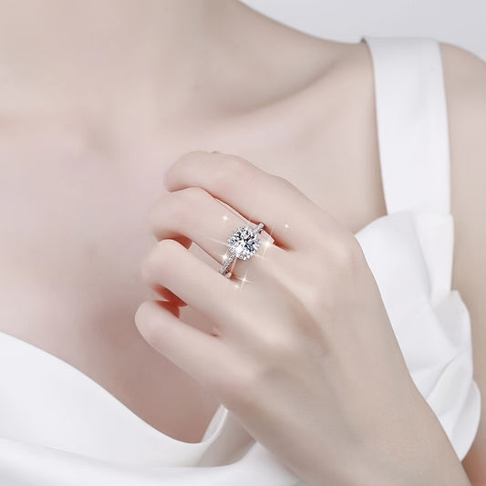 Elegant 1.5 Carat Cubic Zirconia Open Ring, Synthetic Zirconia Engagement Jewelry, Copper Fashion Statement Luxury Accessory, Perfect for Daily Wear & Gift-Giving, November Birthstone, Suitable for Halloween & All Seasons