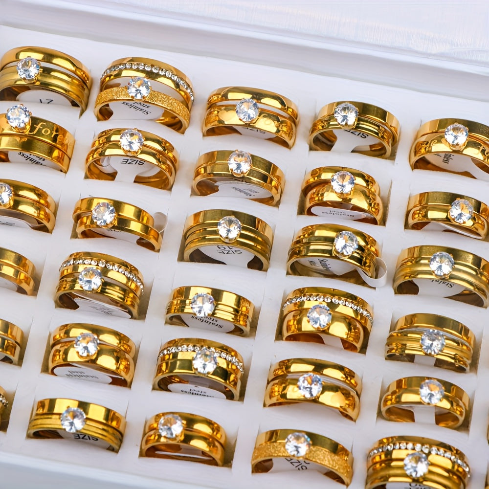 20 Pieces Classic Fashion Romantic, Eternal Love Synthetic Synthetic Zirconia Stainless Steel Rings, Women's and Men's Couple Wedding Ring Sets Jewelry, Proposal EngaSynthetic Gemstoneent Anniversary Valentine'