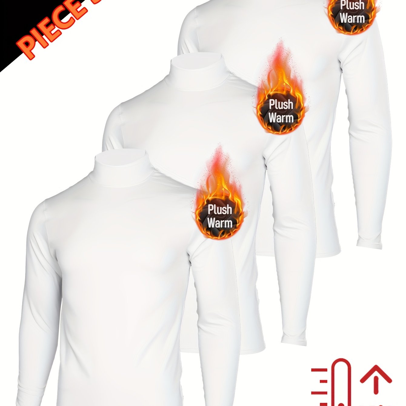 3pcs Sous-Vêtements Thermiques Homme – Col Montant Manches Longues