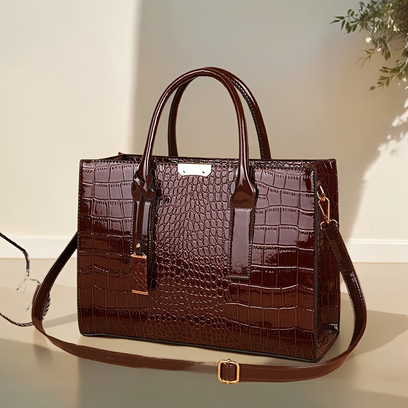 Sac à main vintage élégant pour femme, bandoulière réglable, PU durable, fermeture éclair